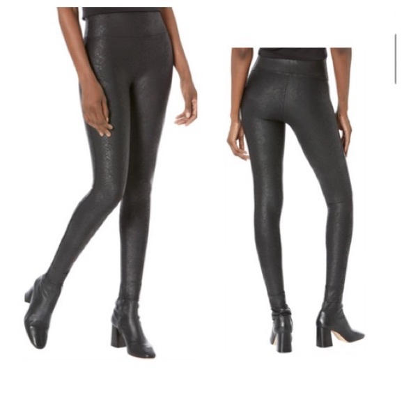 Spanx faux leather matte snake black leggings - Picture 6 of 11